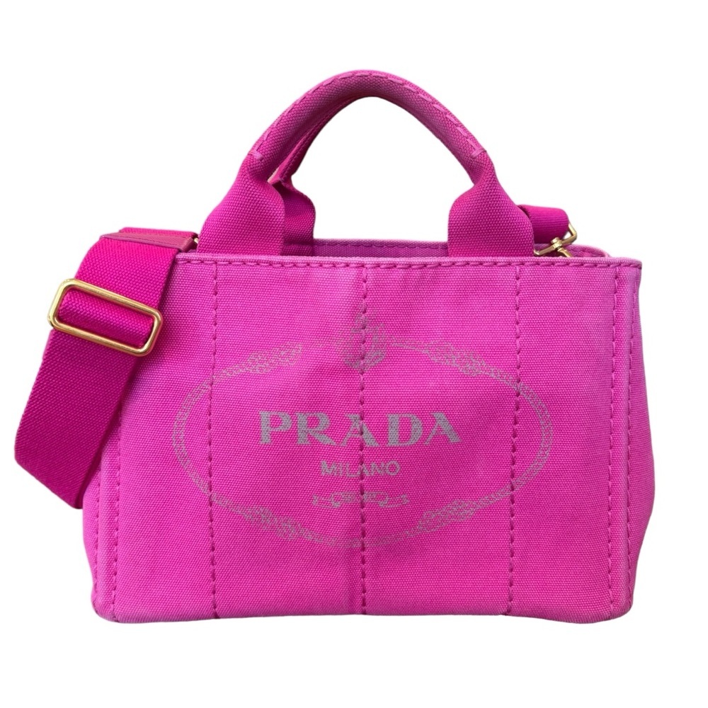 Prada Canapa Canvas Medium Tote Bag Hot Pink